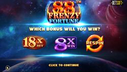 88 Frenzy Fortune welcome screen