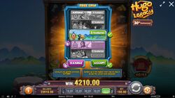 Hugo Legacy - gamble for free spins features