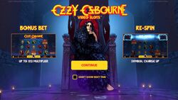 Ozzy Osbourne slot welcome screen