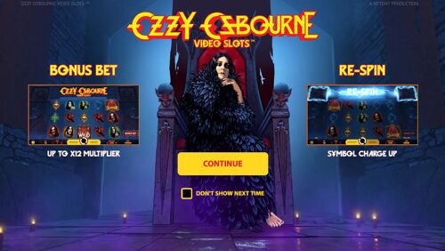 Ozzy Osbourne slot welcome screen