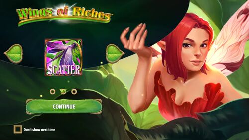 Wings of Riches welcome screen